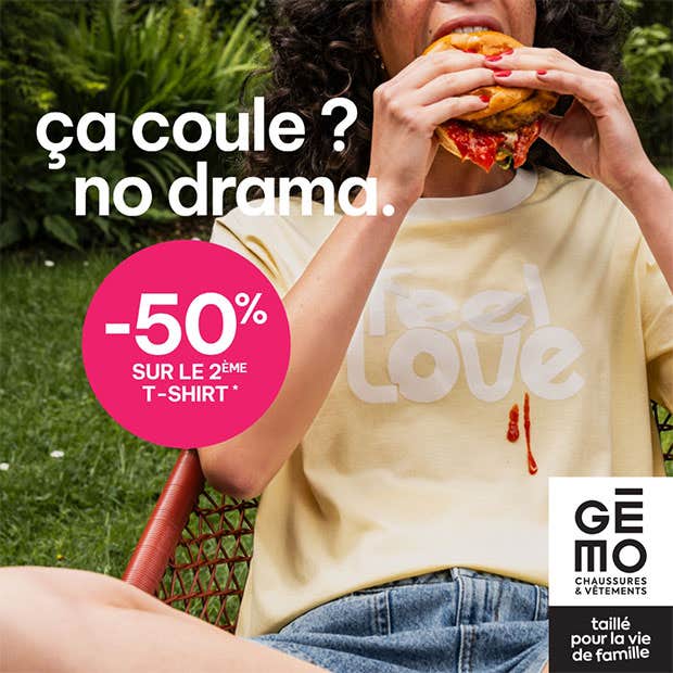 Offre T-shirt en folie chez Gémo : -50%* sur le 2ème !